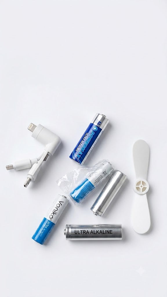 Kit de accesorios para un mini ventilador portátil para celulares o ventilador de bolsillo.