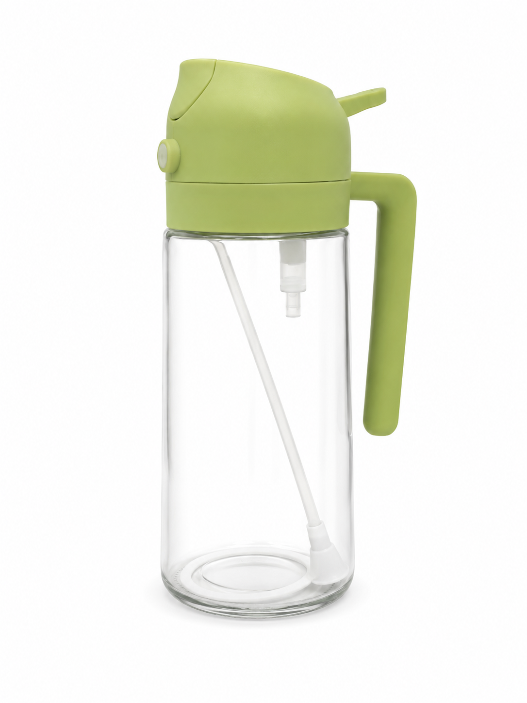 Botella Dispensadora de Aceite y Vinagre de Vidrio con Pulverizador Color Verde.