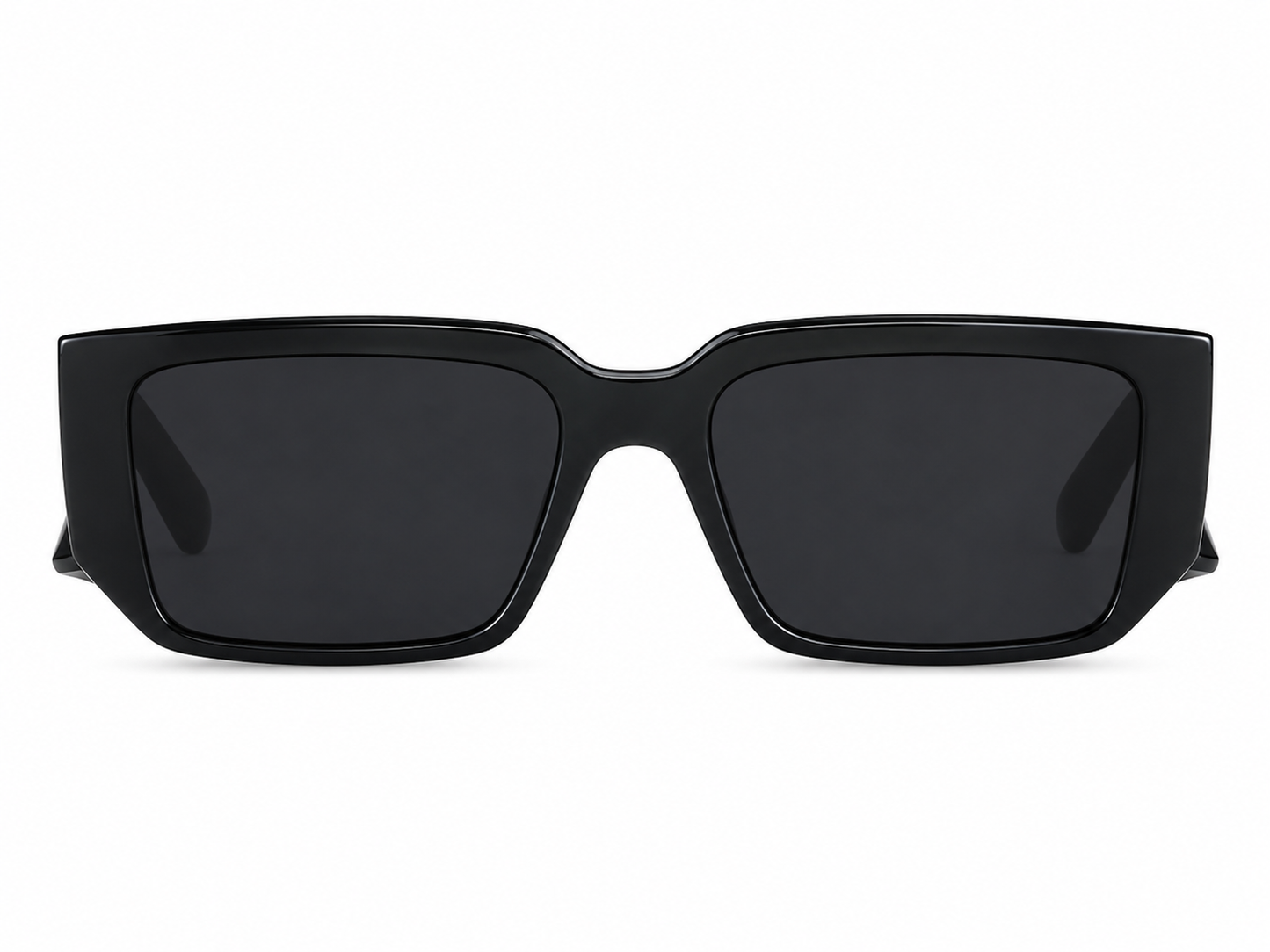 Gafas de sol negras rectangulares.