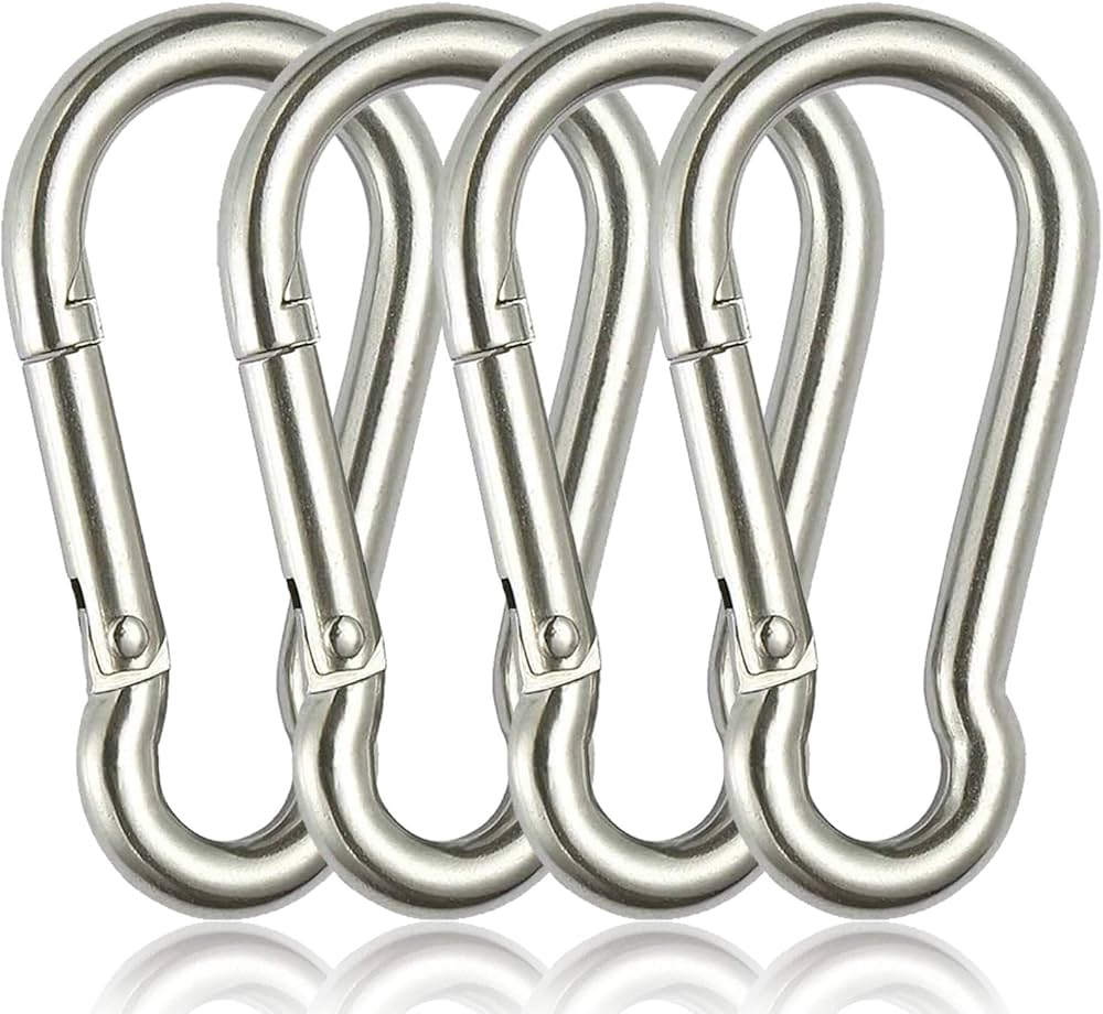 Ganchos son mosquetones de resorte de acero inoxidable, ideales para llaveros o camping.