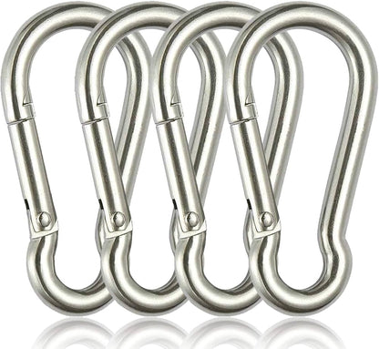 Ganchos son mosquetones de resorte de acero inoxidable, ideales para llaveros o camping.