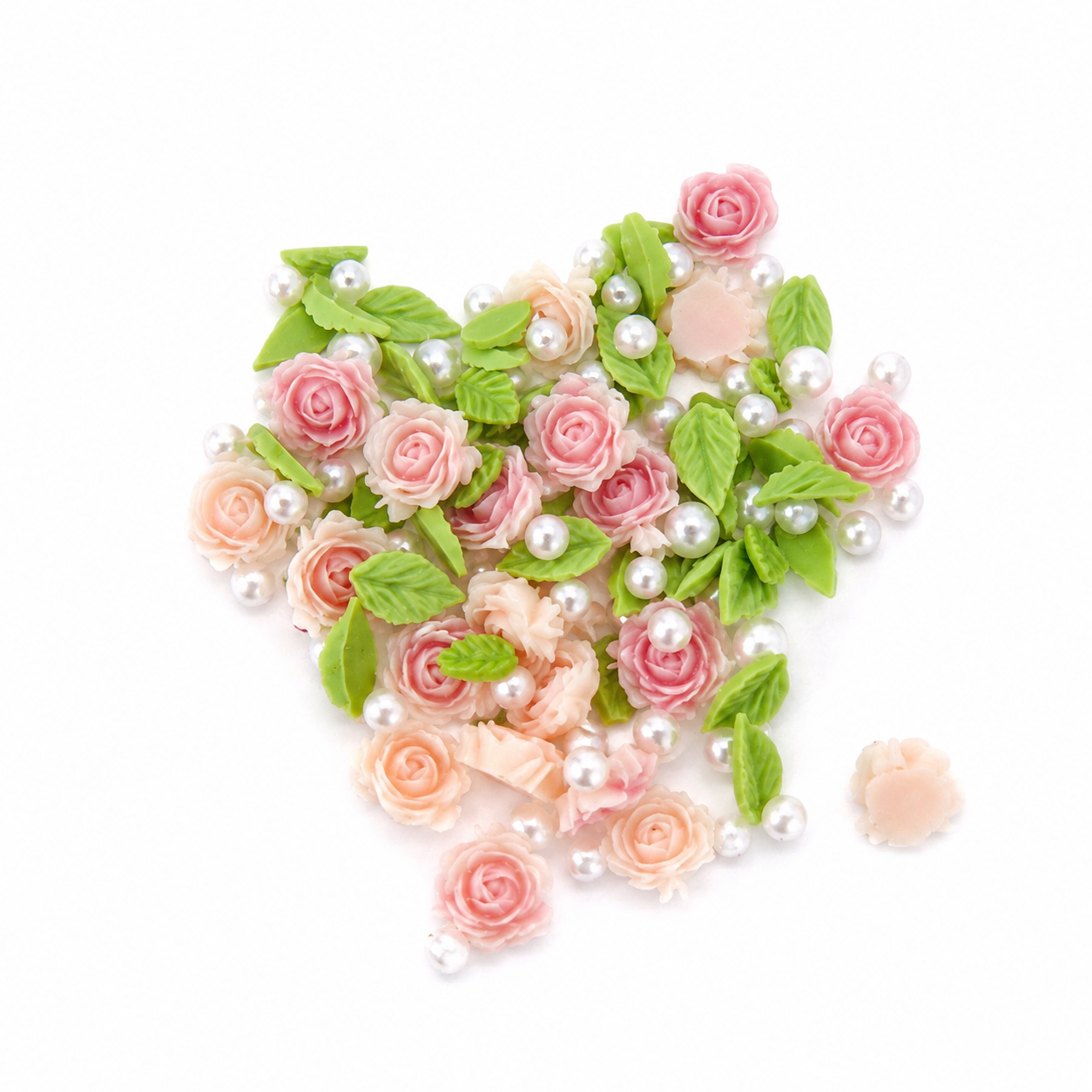 Set de Flores Decorativas Miniatura con Perlas para Manualidades.