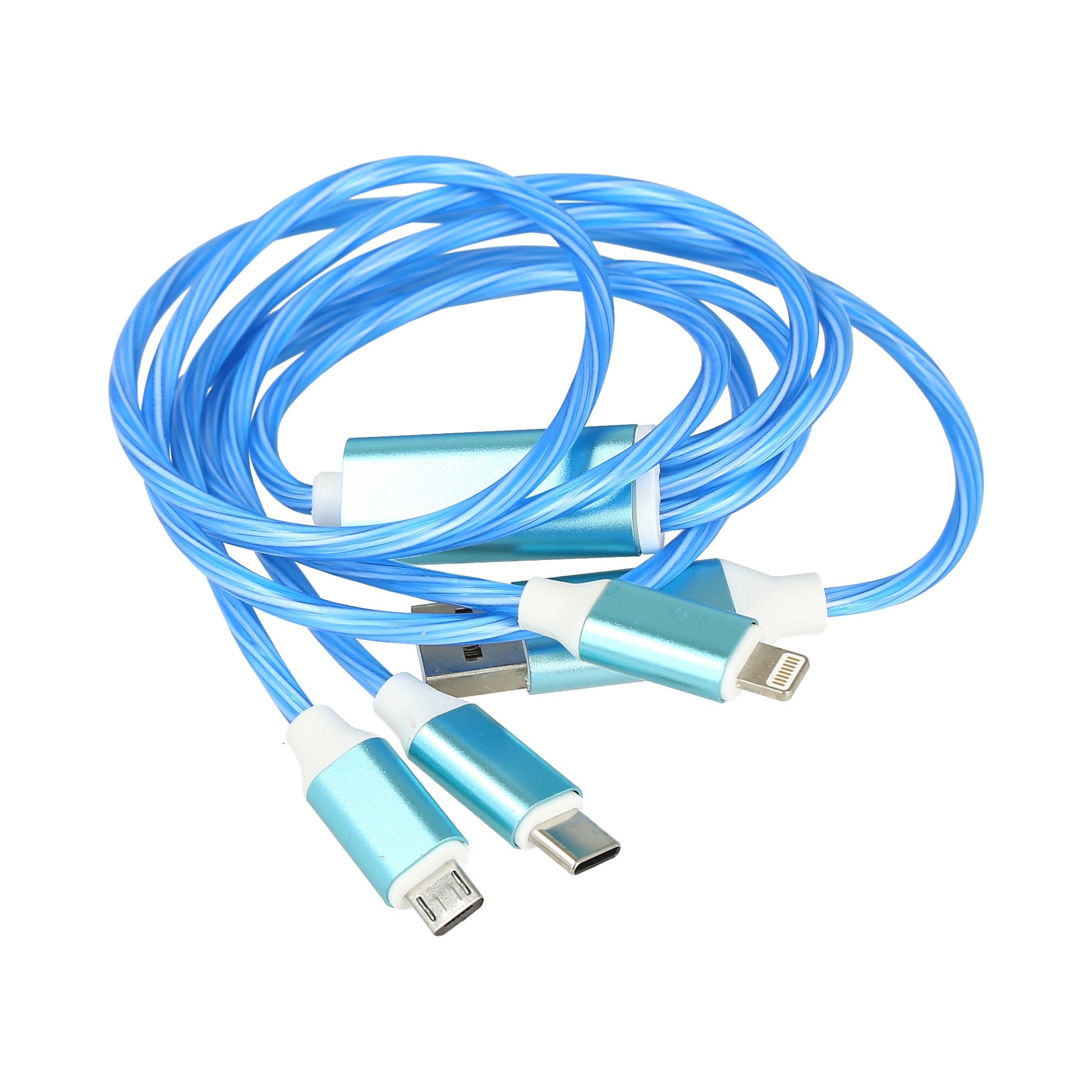 Cable 3 en 1 color azul.