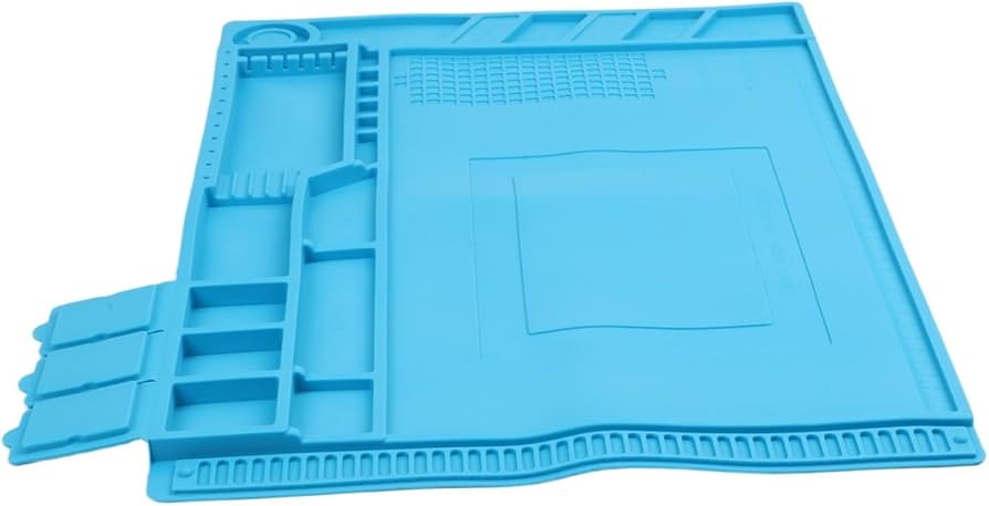 Manta de trabajo de silicona modelo S-160, diseñada para reparaciones electrónicas.