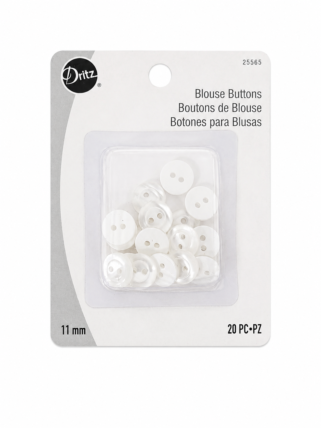 Botones Blancos para Blusa de 11 mm Set de 20 Piezas.