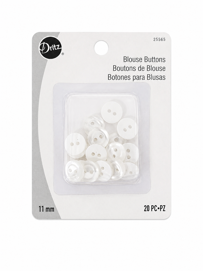 Botones Blancos para Blusa de 11 mm Set de 20 Piezas.