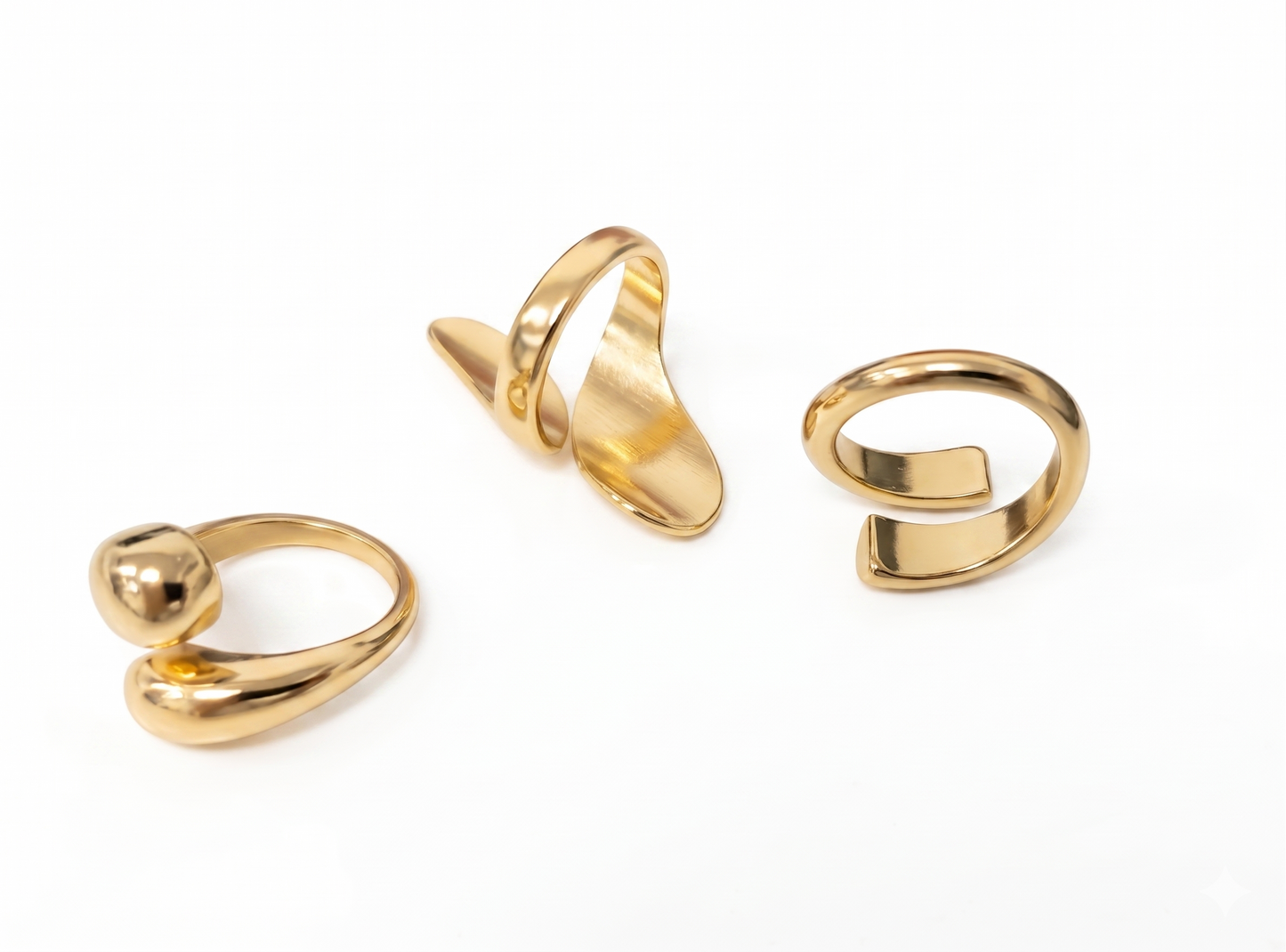 Set de 3 Anillos Ajustables Minimalistas dorado - Geométrico Moderno