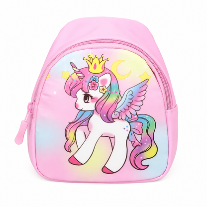 Mochila Infantil Color Rosa con Diseño de Unicornio y Alas.