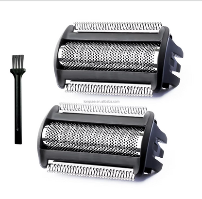 Cabezales de repuesto son compatibles con la serie Philips Norelco Bodygroom, diseñados para un afeitado cómodo y seguro en el cuerpo.