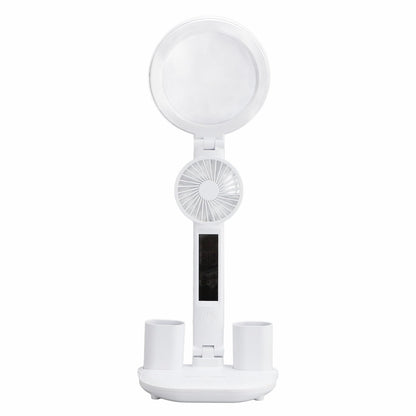 Lámpara de escritorio LED multifuncional en color blanco.