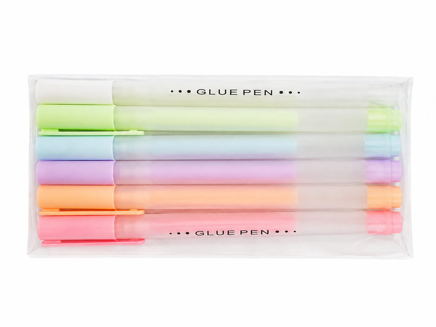 Set de bolígrafos de pegamento en colores pastel para manualidades y oficina.