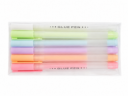 Set de bolígrafos de pegamento en colores pastel para manualidades y oficina.