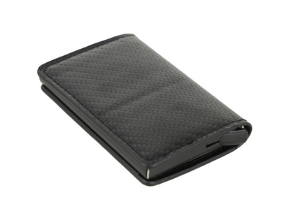 Billetera comoda con textura para hombre, negra.