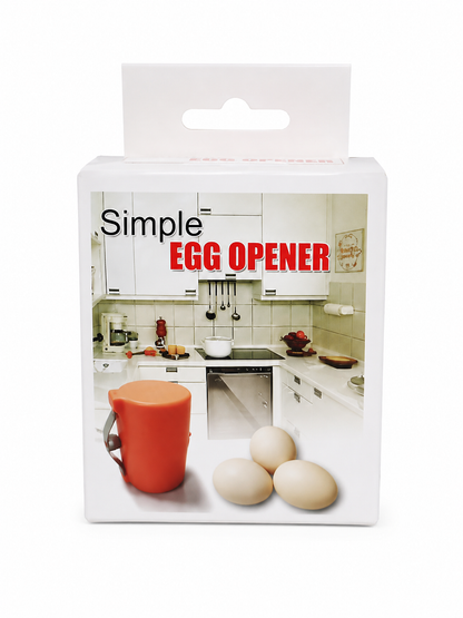 Abridor de huevos manual para cocina con diseño compacto color blanco.
