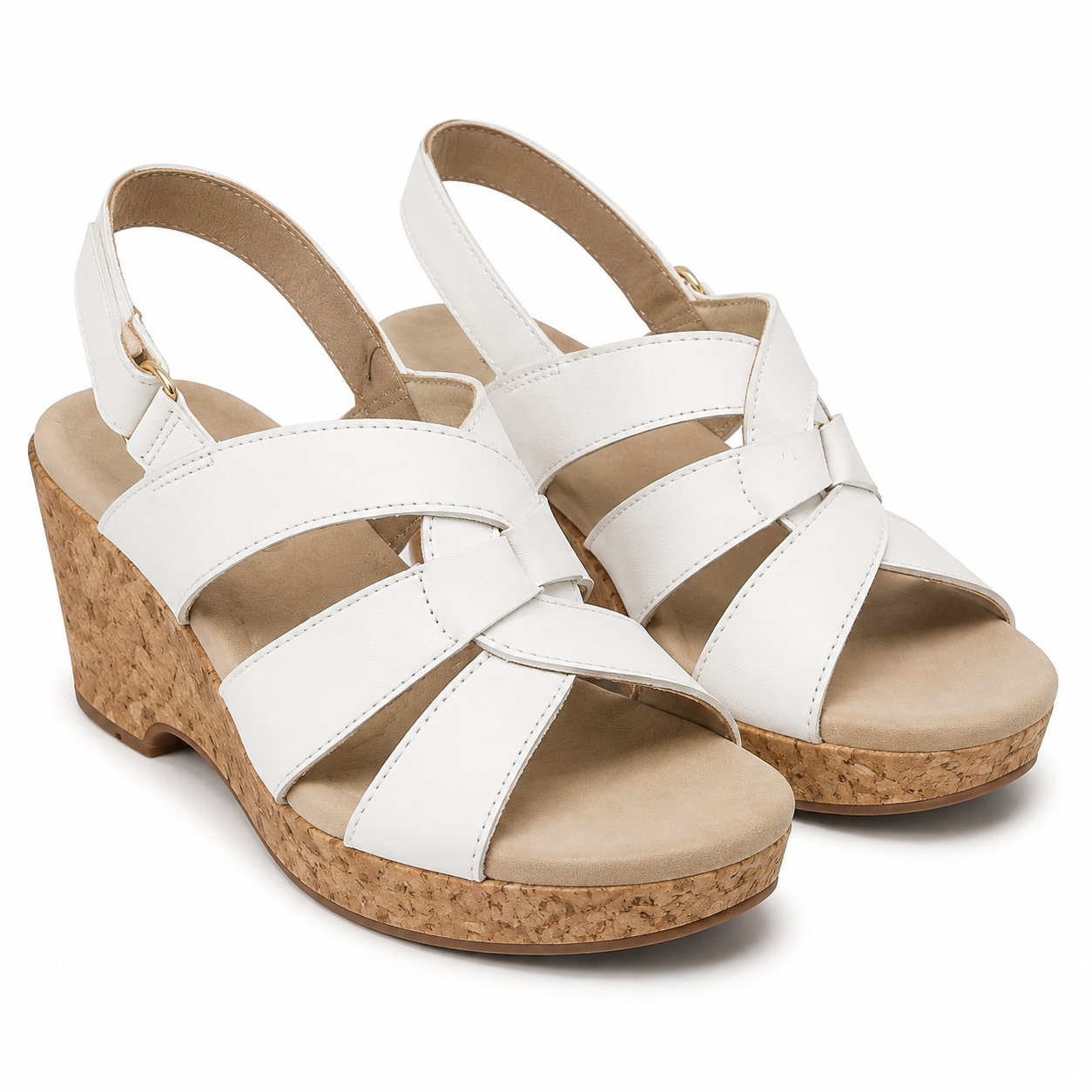 Sandalias de cuña con tiras cruzadas, talla 7.