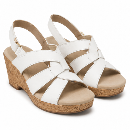 Sandalias de cuña con tiras cruzadas, talla 7.
