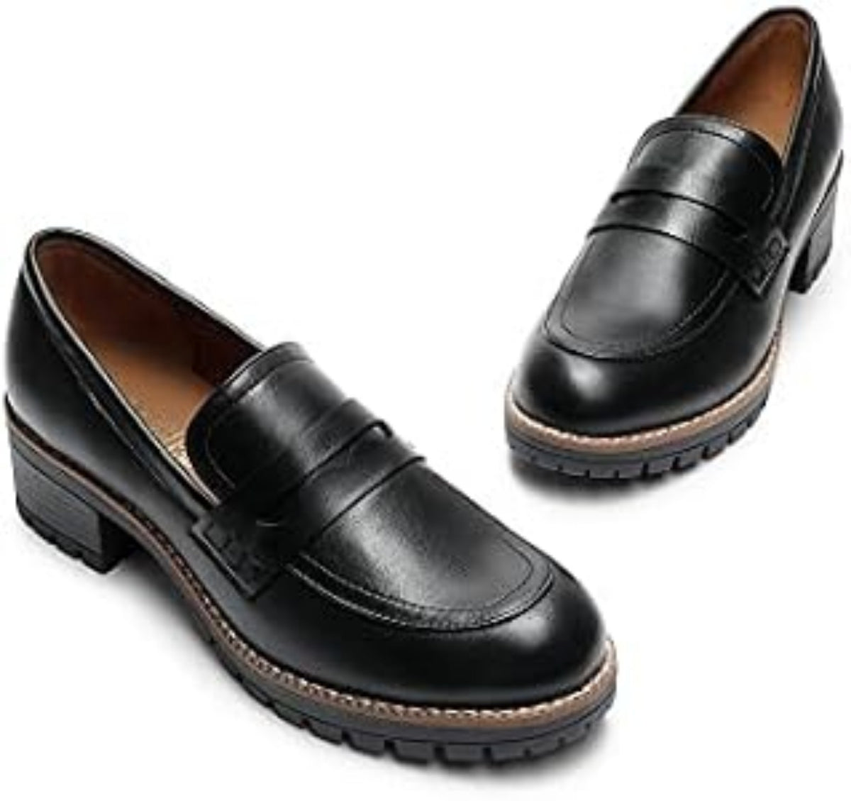 Mocasines negros de tacón bajo para mujer, talla 6.5.