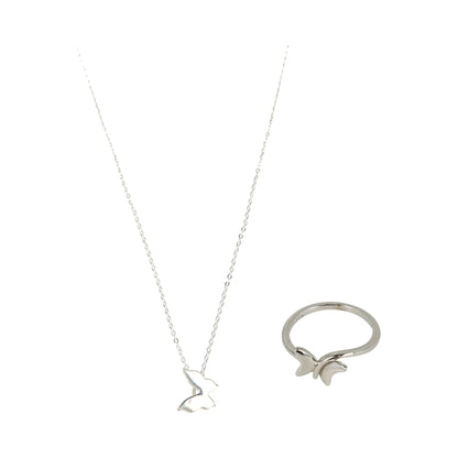 Juego de anillo size 9 y cadena de plata Sea Candy