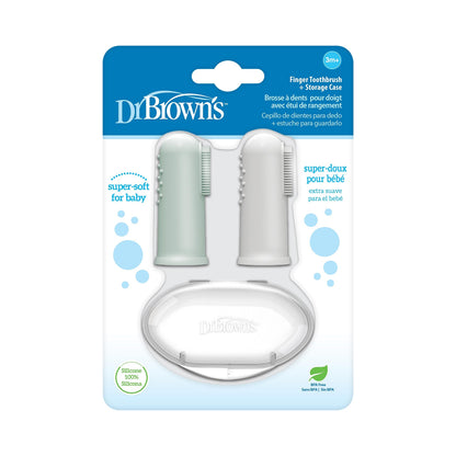 Set de cepillos de dientes de silicona para dedos con estuche de almacenamiento.