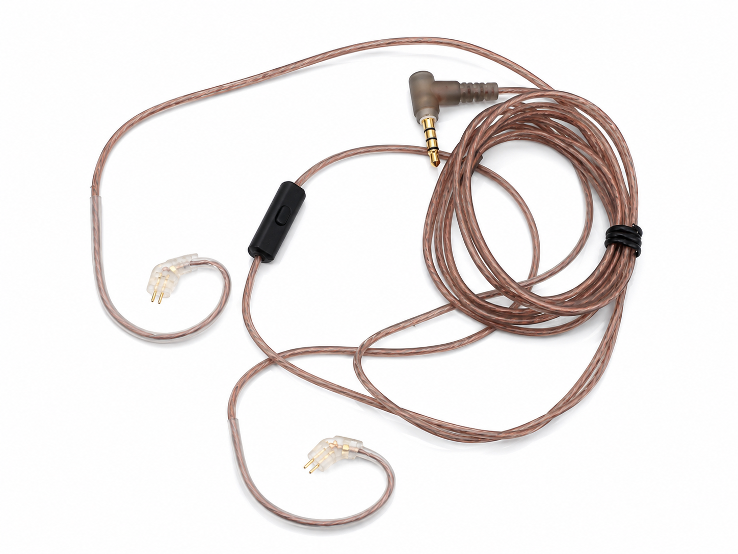 Cable de repuesto para audífonos con cobre libre de oxígeno, conector Jack de 3.5 mm y micrófono integrado.