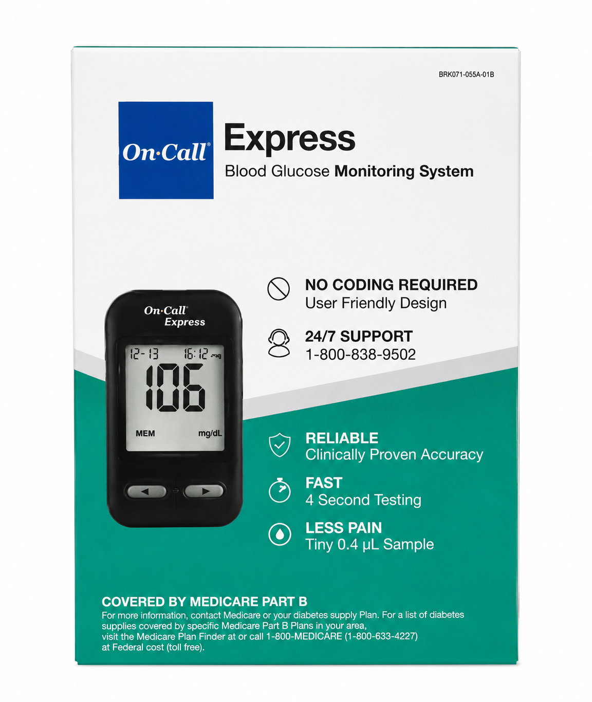 Monitor de Glucosa en Sangre Digital, Sistema de Medición Rápida sin Codificación, Resultado en 4 Segundos y Fácil de Usar.