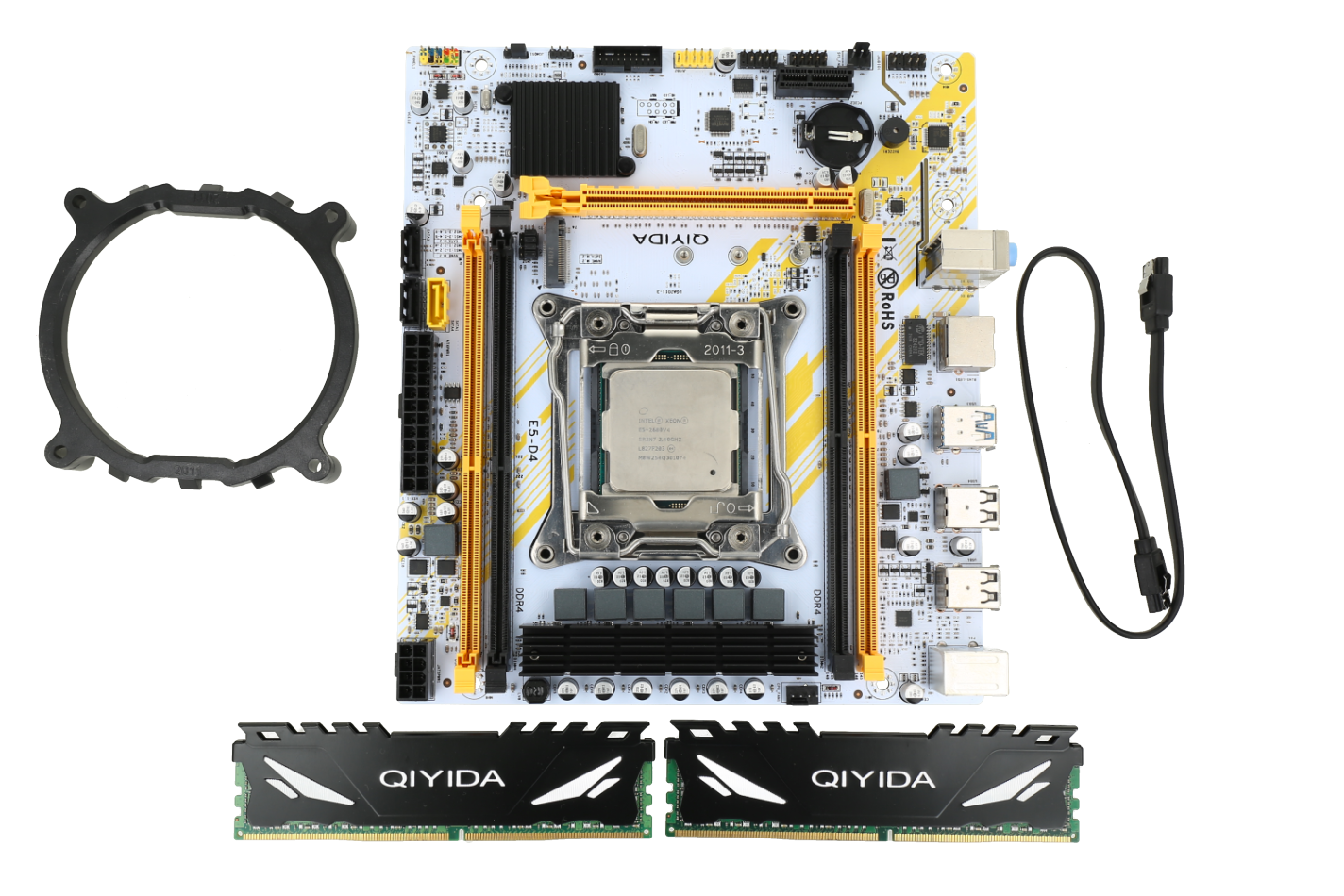 Conjunto de placa base QiyIDA x99 e5D4 con procesador Intel Xeon E5-2680 v4 y  2 memoria RAM DDR4 de 16 gb