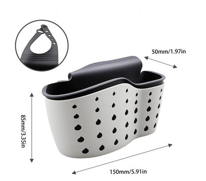Organizador de fregadero fabricado con material de goma flexible.