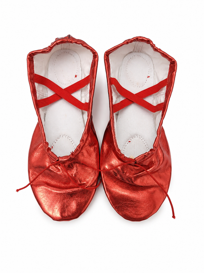 Zapatos de Ballet Metálicos Color Rojo Talla 38..png