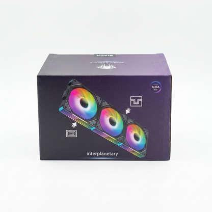 Kit de tres ventiladores inter-planetary 120 (o JM-1) para gabinetes de PC.