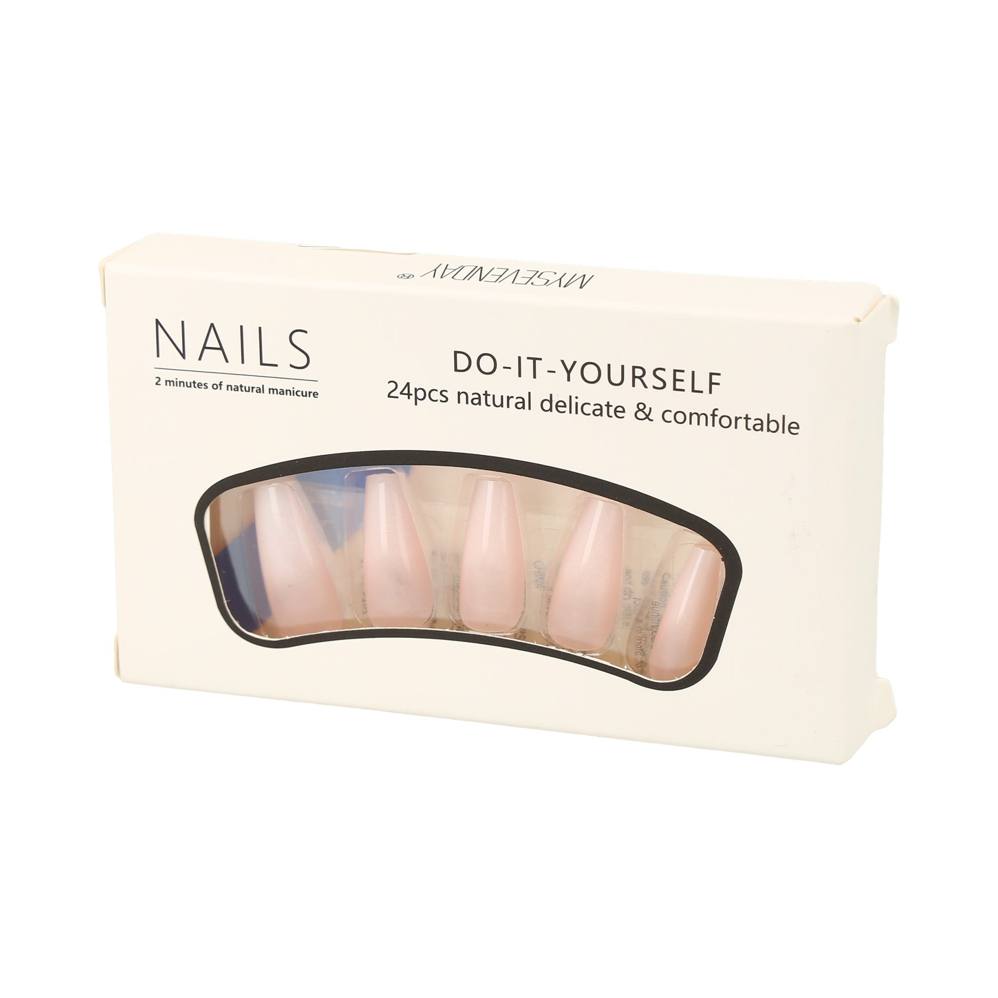 Ataúd corto francés crema blanco uñas postizas prensado en uñas para arte en uñas 24 un