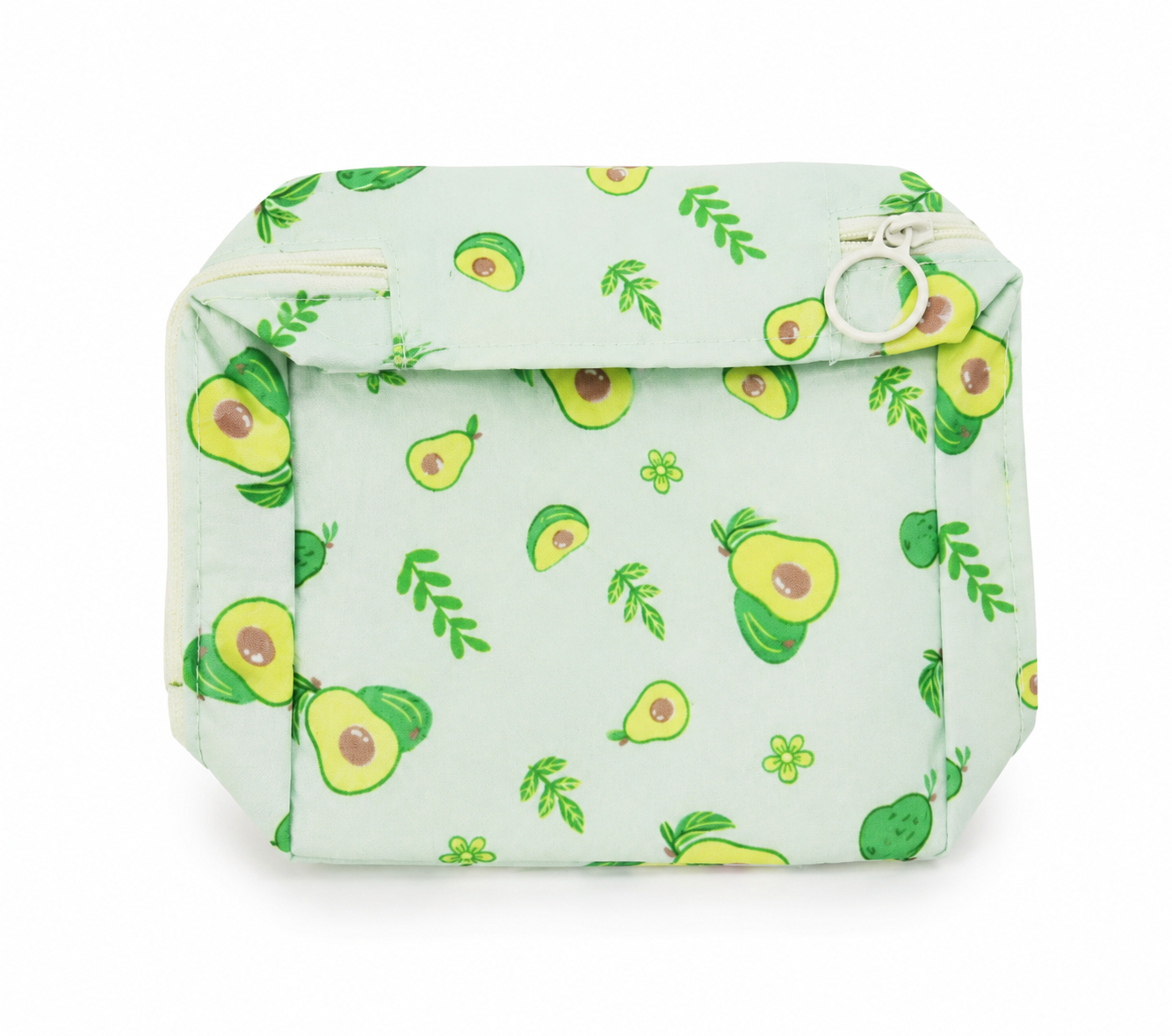 Bolso Organizador de Cosméticos con Estampado de Aguacate y Cierre de Cremallera.