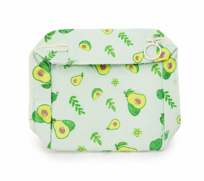 Bolso Organizador de Cosméticos con Estampado de Aguacate y Cierre de Cremallera.