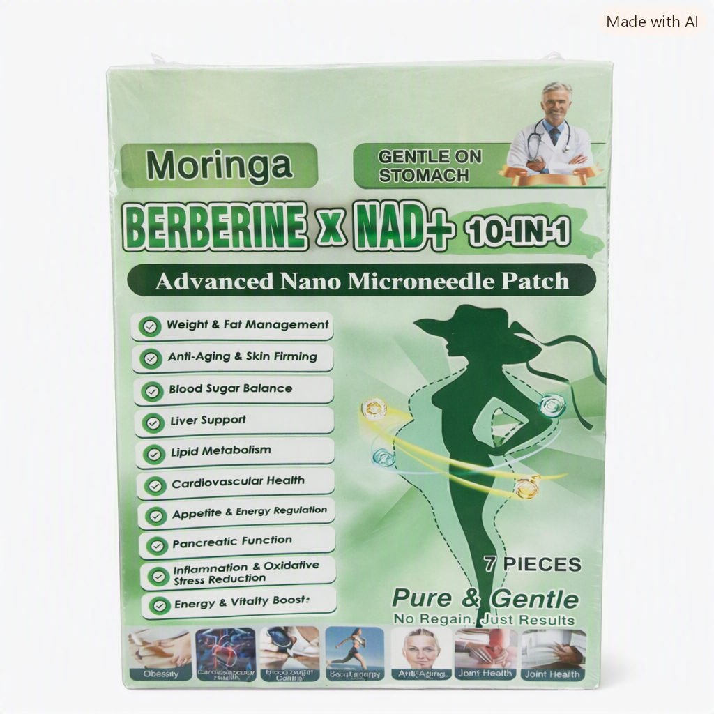 Parche de nano-microagujas que contiene moringa, berberina y NAD+.