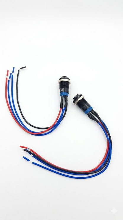 Pack de 2 Interruptor de botón pulsador precableado.