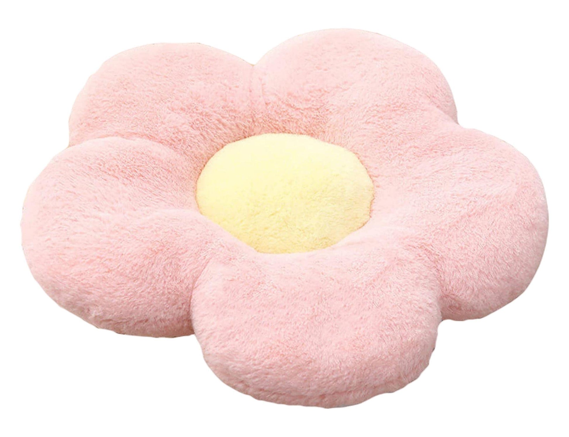 Cojín decorativo con forma de flor rosa cuenta con un suave relleno de algodón.