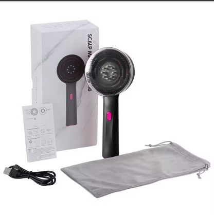 Peine masajeador de cuero cabelludo inalámbrico cuenta con tecnología de luz roja y vibración para estimular la circulación.