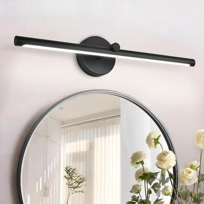 Lámpara de tocador LED negra Nafissa de 60 cm (23,78 pulgadas) con 1 luz, ideal para colocar sobre el espejo del baño o el dormitorio.