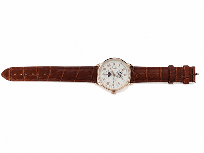 Reloj Analógico Clásico con Correa de Cuero Marrón.