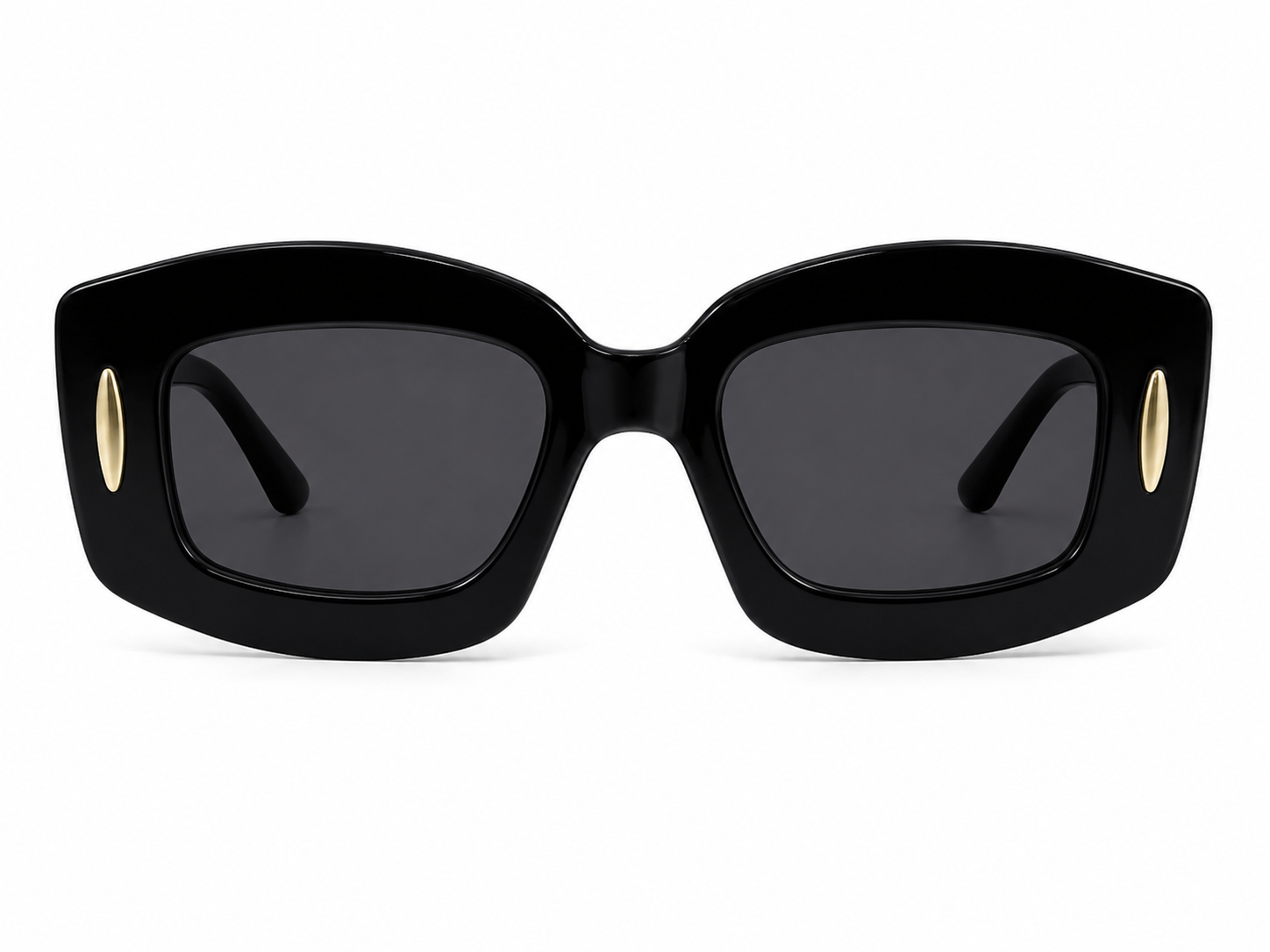 Gafas de Sol Oversize con Montura Negra y Diseño Rectangular Elegante.