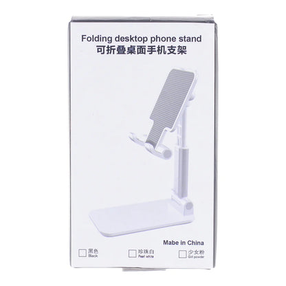 Soporte plegable para teléfono de escritorio diseñado para brindar estabilidad y ángulos ajustables.