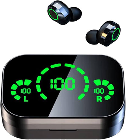 Auriculares inalámbricos, cuentan con una pantalla digital LED en el estuche de carga para mostrar el nivel de batería.